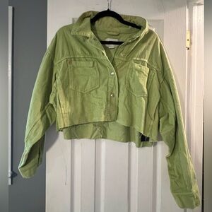 Urban Outfitters, Cropped Green Corduroy Jacket, Size Medium